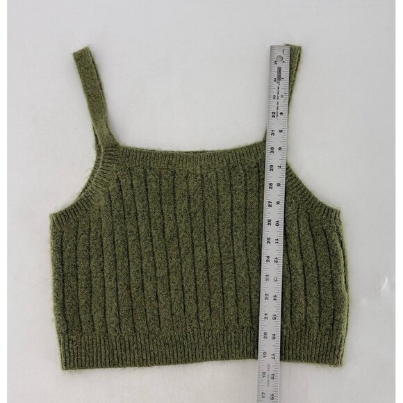 Wild Fable Ribbed Green Cropped Sweater Tank‎ Top Blouse Sz L  Boho Festival - Picture 6 of 7